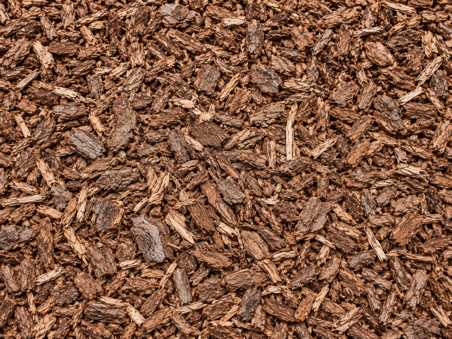 Overhead view of bark and wood chips